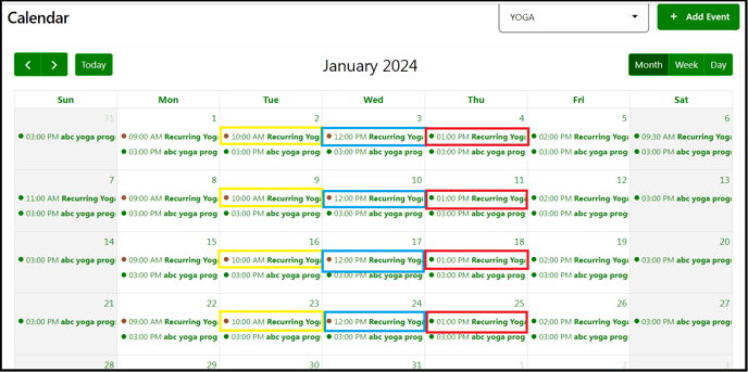 recurring program calendar